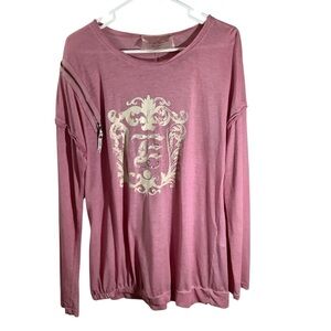 Elisa Cavaletti Cotton Pink Long Sleeve Relaxed Tee
